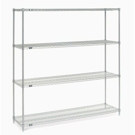 Nexel ate Wire Shelving Starter Unit, Silver Epoxy, 72W X 18D X 74H 18727EP